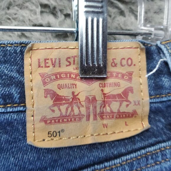 Levis Shorts Womens 31 Blue 501 High-Rise Cutoff Distressed Denim Jorts - Picture 2 of 13